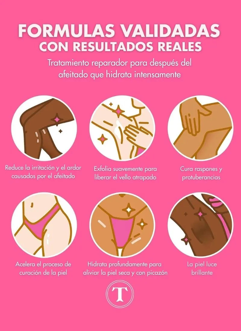 Aceite para después del afeitado de lujo | Tratamiento curativo aclarante e hidratante de la zona intima. Piel suave, sin irritaciones y con aroma irresistible.