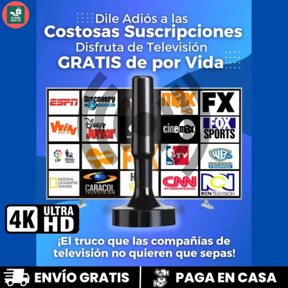 ANTENA PORTATIL TDT 4K UHD 2024 MÁXIMA SEÑAL Y NITIDEZ PARA CIENTOS DE CANALES GRATIS