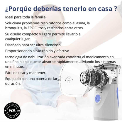 MESH AIRCARE PRO®️ 🫁 Nebulizador Portátil Ultrasónico (PEDIÁTRICO PARA ADULTOS Y NIÑOS)