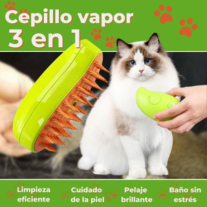 PETBRUSH® Cepillo vapor 3 en 1  + 1 libro de cuidado correcto para gatos gratis