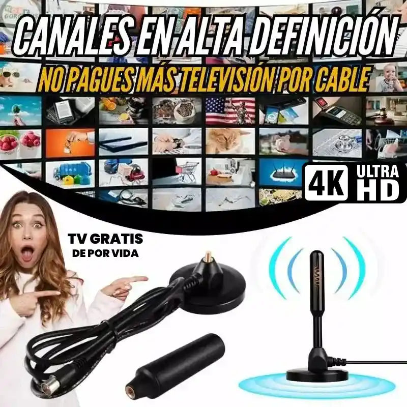 ANTENA PORTATIL TDT 4K UHD 2024 MÁXIMA SEÑAL Y NITIDEZ PARA CIENTOS DE CANALES GRATIS