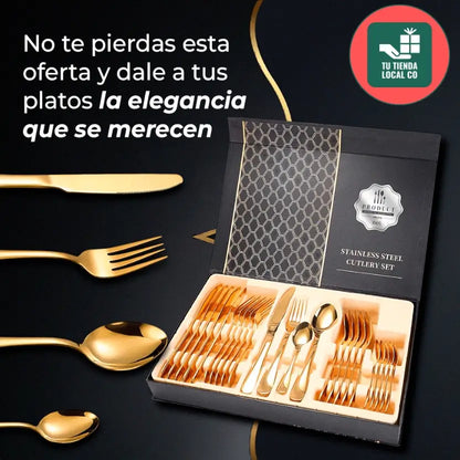 SET DE CUBIERTOS  DE LUJO (24 PIEZAS) + 2 LIBROS DE DE RECETAS GRATIS