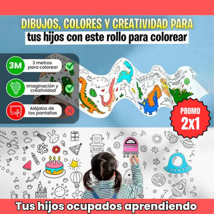 OFERTA 2X1 PAGA UNO LLEVA DOS ROLLO PAPEL PARA COLOREAR ADHESIVO DE 3 METROS 🤩😱 - ENVÍO GRATIS