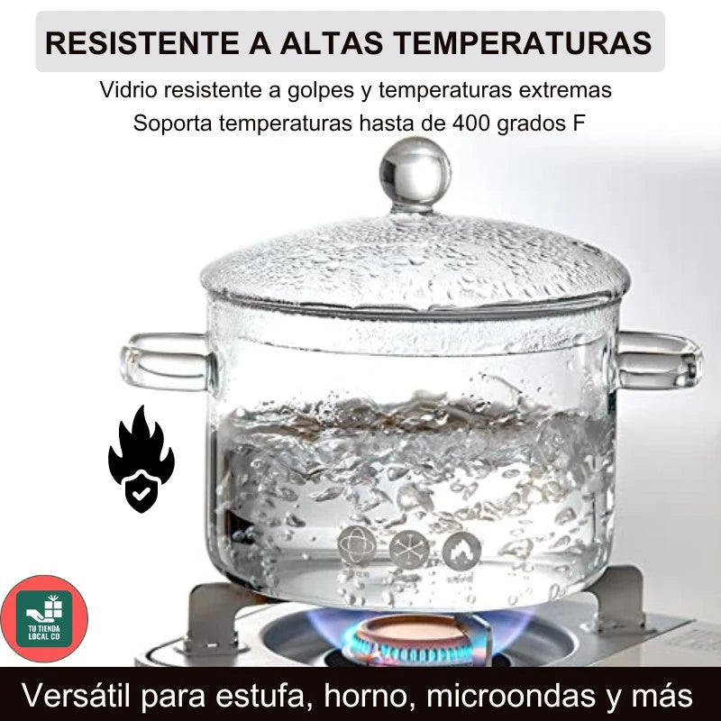 OLLA DE BOROSOLICATO GLASSFOOD® 100% ORIGINAL perfecta para preparar tus recetas favoritas 👨🏻‍🍳+ REGALO ADICIONAL