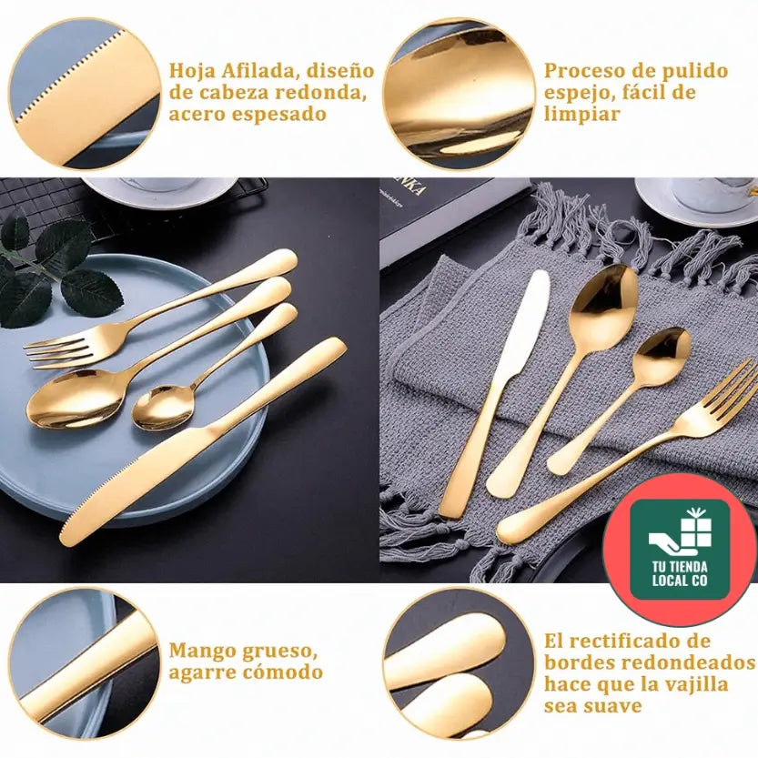 SET DE CUBIERTOS  DE LUJO (24 PIEZAS) + 2 LIBROS DE DE RECETAS GRATIS