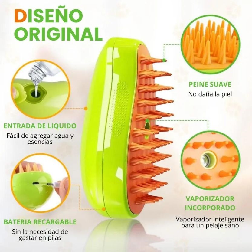 PETBRUSH® Cepillo vapor 3 en 1  + 1 libro de cuidado correcto para gatos gratis