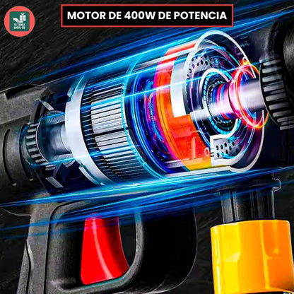 HIDROLAVADORA PORTÁTIL POWER PUSH W8® LAVADO EFICIENTE Y RÁPIDO + MALETÍN + 2 BATERÍAS GRATIS