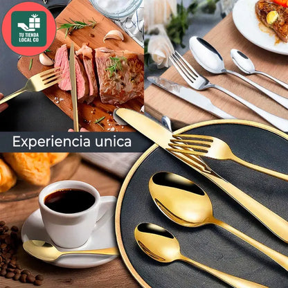 SET DE CUBIERTOS  DE LUJO (24 PIEZAS) + 2 LIBROS DE DE RECETAS GRATIS