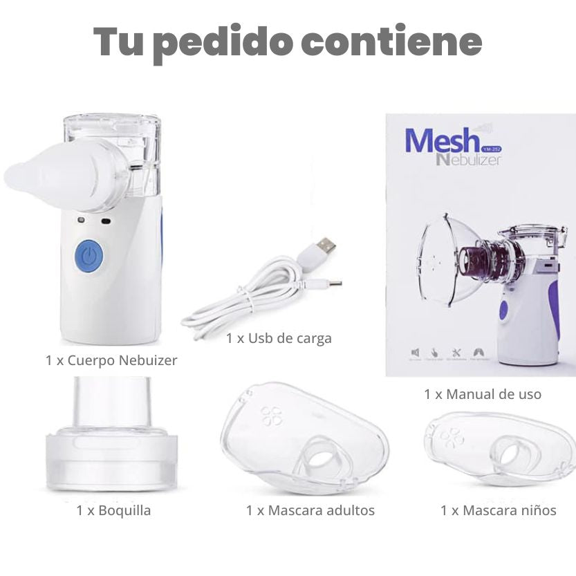 MESH AIRCARE PRO®️ 🫁 Nebulizador Portátil Ultrasónico (PEDIÁTRICO PARA ADULTOS Y NIÑOS)