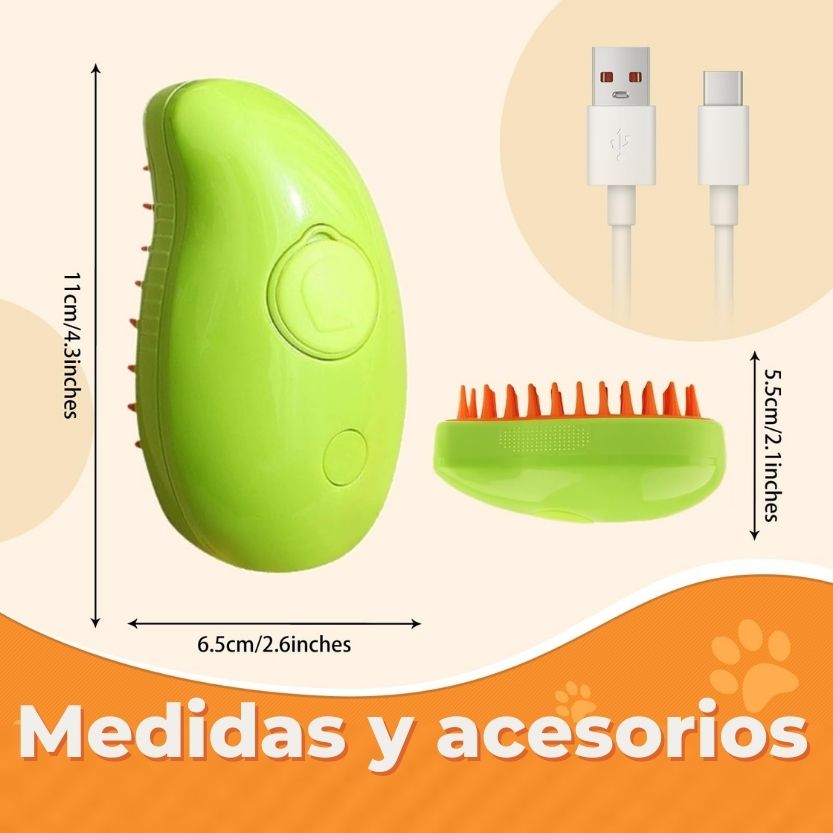 PETBRUSH® Cepillo vapor 3 en 1  + 1 libro de cuidado correcto para gatos gratis