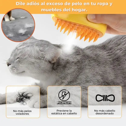 PETBRUSH® Cepillo vapor 3 en 1  + 1 libro de cuidado correcto para gatos gratis