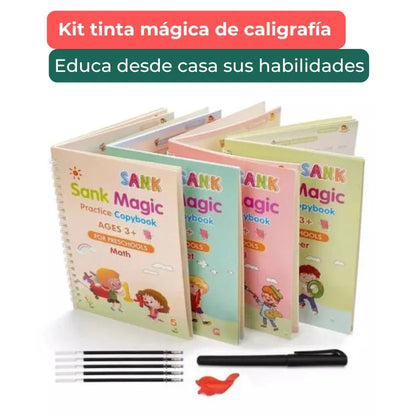 SUPER KIT DE 4 LIBROS DE CALIGRAFÍA REUTILIZABLES TINTA MÁGICA  ⭐⭐⭐⭐⭐