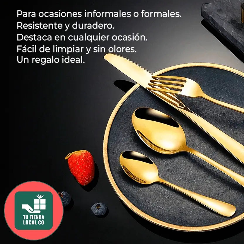 SET DE CUBIERTOS  DE LUJO (24 PIEZAS) + 2 LIBROS DE DE RECETAS GRATIS