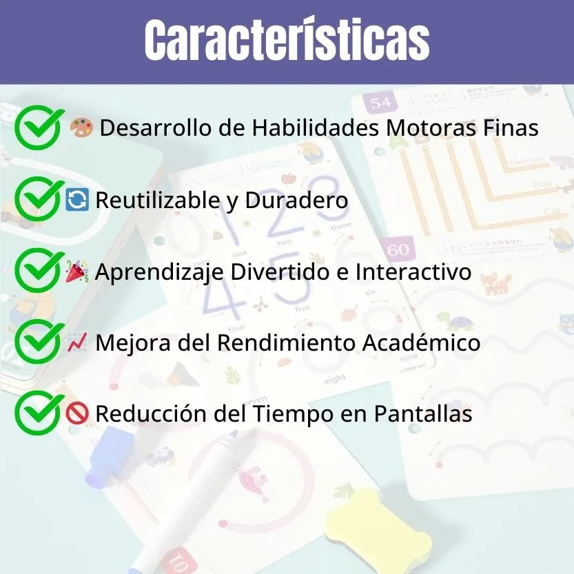 SUPER LIBRO DE ENTRENAMIENTO MÁGICO REUTILIZABLE PARA APRENDER CALIGRAFÍA Y ESTIMULACIÓN DE LA CREATIVIDAD ⭐⭐⭐⭐⭐