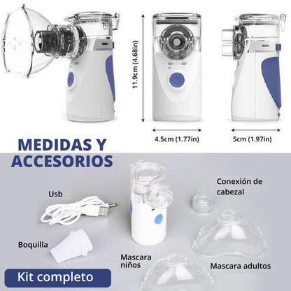 MESH AIRCARE PRO®️ 🫁 Nebulizador Portátil Ultrasónico (PEDIÁTRICO PARA ADULTOS Y NIÑOS)