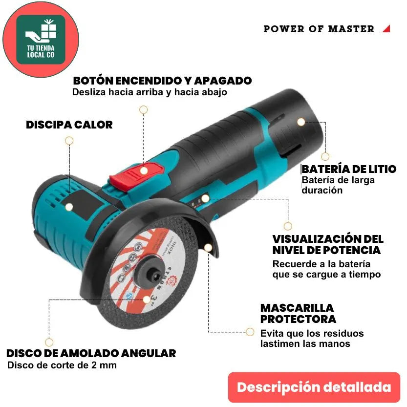 GRINDPRO®: Amoladora Angular inalambrica + (2x Discos de corte + 2x baterías recargables ) + envío gratis