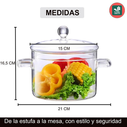 OLLA DE BOROSOLICATO GLASSFOOD® 100% ORIGINAL perfecta para preparar tus recetas favoritas 👨🏻‍🍳+ REGALO ADICIONAL